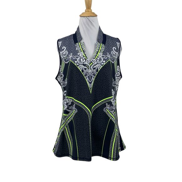 Lucky In Love Top Womens XL Extra Large Multi V Neck Sleeveless Stretch Floral - Picture 1 of 11